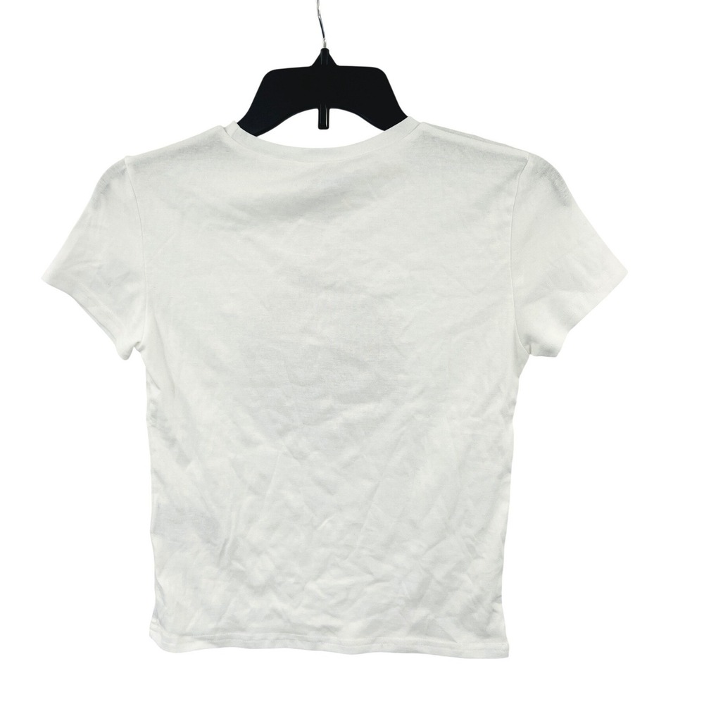 Edikted 8 Ball Graphic Baby Tee M White Short Sleeve‎ T-Shirt Retro Trendy Y2K - Picture 2 of 6